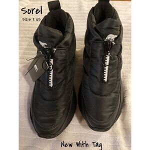 Sorel Women's Puffy Zip Waterproof Snow Boots, Black, Size 8 US, New With Tags